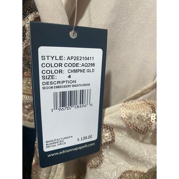 NWT ADRIANNA PAPELL DRESS 4 GOLD COCKTAIL PARTY FESTIVE HOLIDAYS - Picture 5 of 12